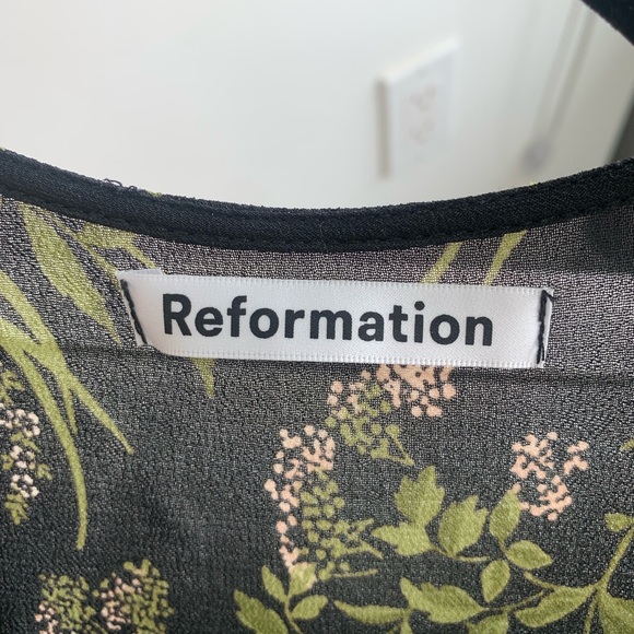 Reformation Monica Anastasia Floral Ruffle V-neck Tie Wrap Mini Dress - Picture 5 of 8